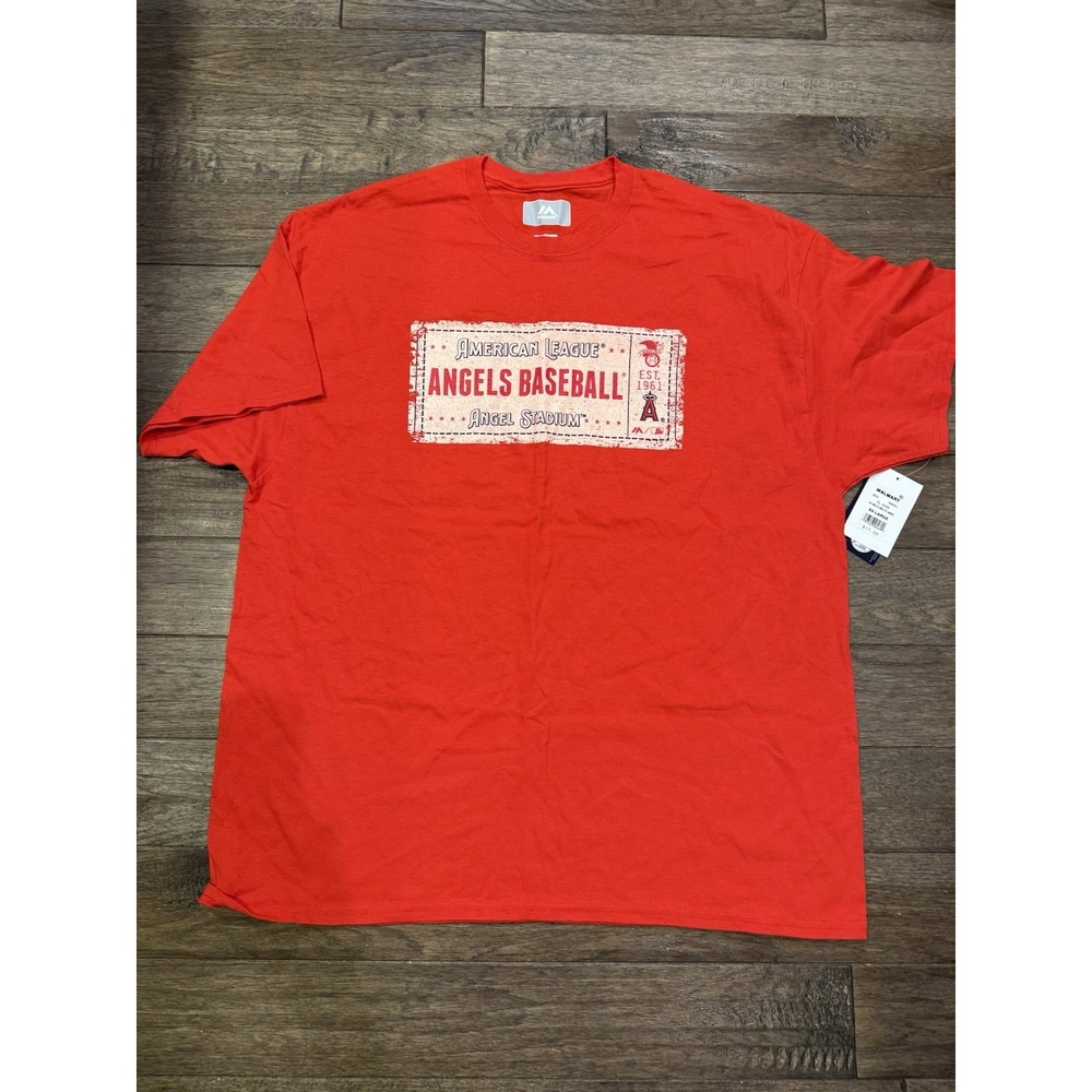 Majestic T-Shirt Men 2XL Red Los Angeles Angels MLB Graphic Short Sleeve Tee